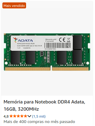 Memória Notebook 16Gb DDR4