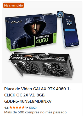 Placa de Vídeo GALAX RTX 4060
