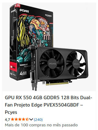 Placa de Vídeo RX 550 4Gb