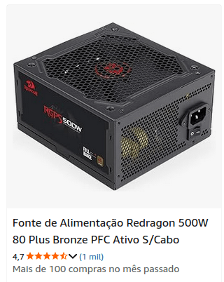 Fonte Redragon 500W